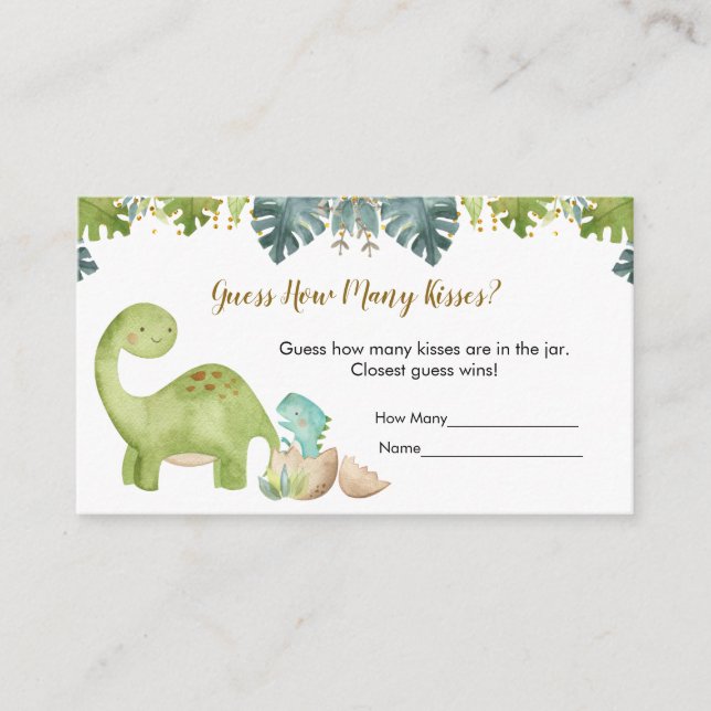 Dinosaur Greenery How Many Kisses Enclosure Card (Front)