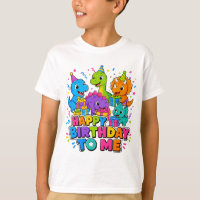 Dinosaur Group Happy Birthday To Me Kids T-Shirt