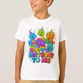Dinosaur Group Happy Birthday To Me Kids T-Shirt