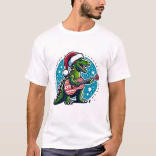Dinosaur Guitar Player Xmas Funny day T-Shirt