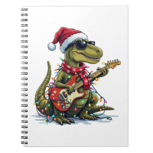 Dinosaur Guitar Player Xmas Notebook