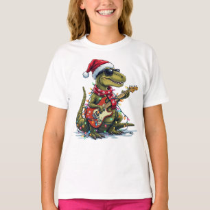 Dinosaur Guitar Player Xmas T-Shirt