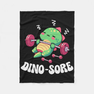 Dinosaur Gym Fitness Lifting Weights Workout Cute Fleece Blanket