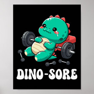 Dinosaur Gym Workout Fitness Lifting Weights Cute  Poster