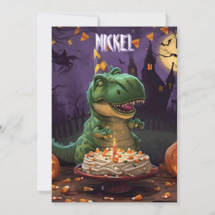 Dinosaur Halloween Birthday Kids card