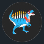 Dinosaur Hanukkah Menorah Jewish Pajama Funny For Classic Round Sticker<br><div class="desc">Dinosaur Hanukkah Menorah Jewish Pajama Funny For</div>