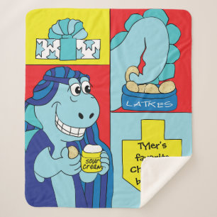 Dinosaur Hanukkah Sherpa Blanket/Medium Sherpa Blanket