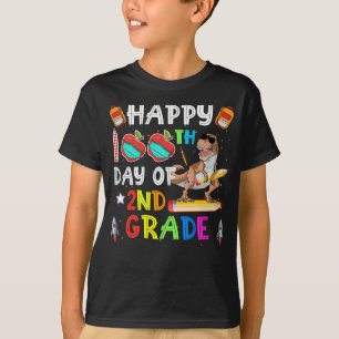 Dinosaur Happy 100th Day of 2nd Grade Teacher or T-Shirt