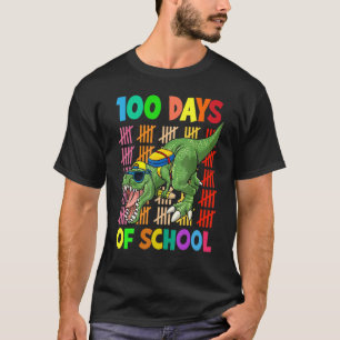 Dinosaur Happy 100th Day of School Dino Kids 100 D T-Shirt