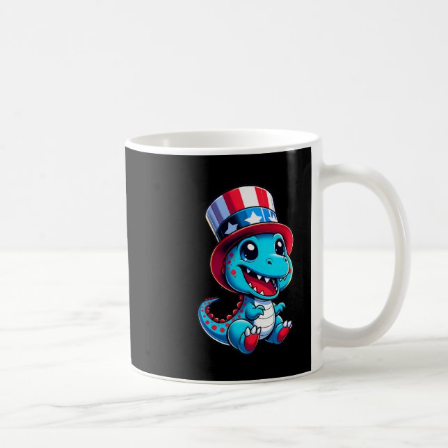 Dinosaur Happy 4th Of July Independence Day Men Wo Coffee Mug (Right)