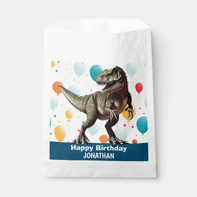 Dinosaur  Happy Birthday Blue  Favour Bags (Front)