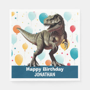 Dinosaur  Happy Birthday Blue  Napkin