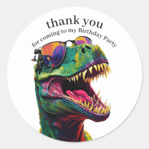 Dinosaur Happy Birthday Kids Thank You    Classic Round Sticker