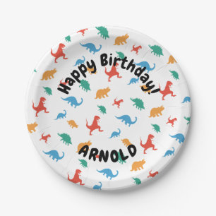 Dinosaur Happy birthday Paper Plate
