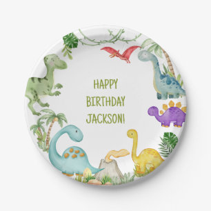 Dinosaur Happy Birthday Party  Paper Plate