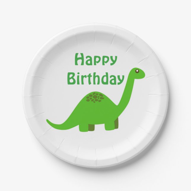 Dinosaur Happy Birthday Party Paper Plate (Front)