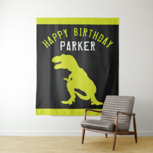 Dinosaur Happy Birthday Personalised Tapestry