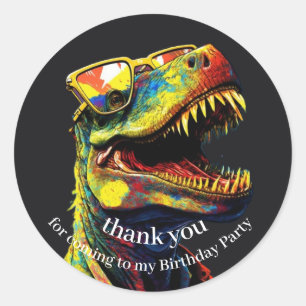 Dinosaur Happy Birthday Thank You   Classic Round Sticker