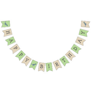 Dinosaur Happy Birthday Trex  Bunting Flags