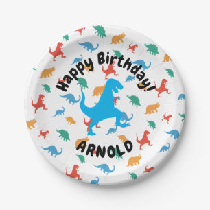 Dinosaur Happy birthday Tyrannosaurus Paper Plates