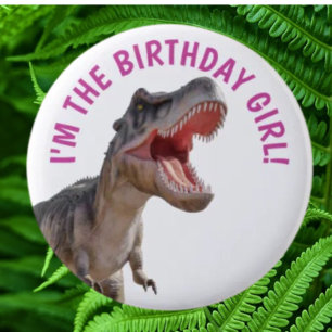 Dinosaur Happy T Rex GIRL 6 Cm Round Badge