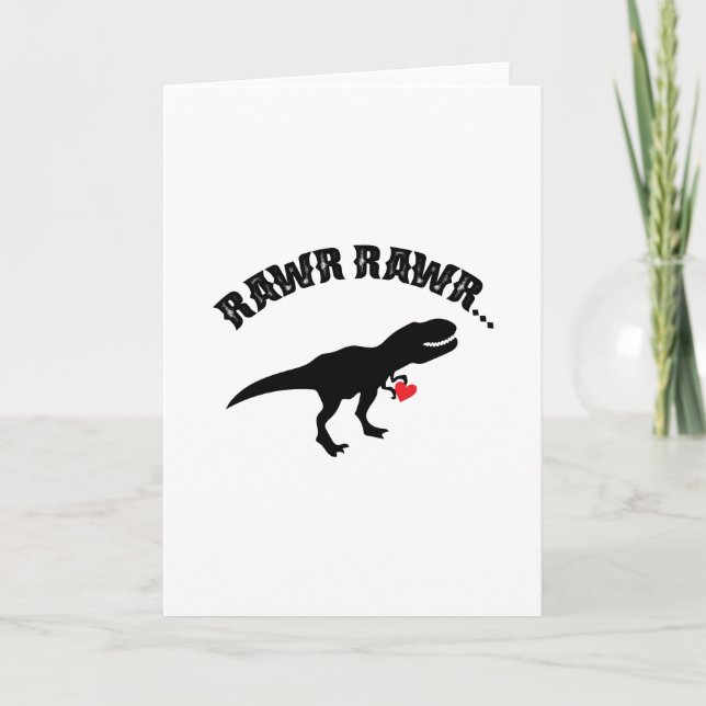 Dinosaur Happy Valentine's Day Funny Kids Holiday Card (Front)