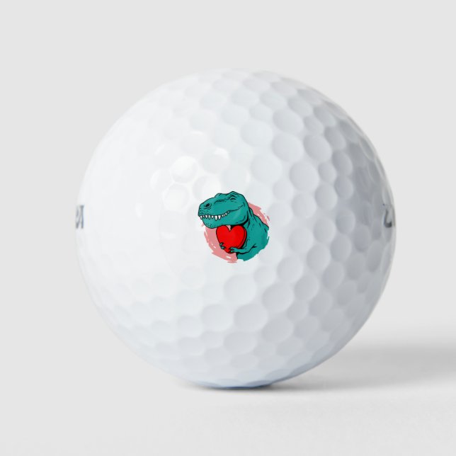 dinosaur happy valentines day golf balls (Front)