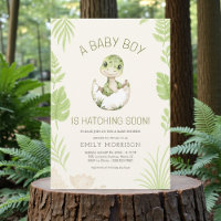 Dinosaur Hatching Soon Baby Boy Shower 