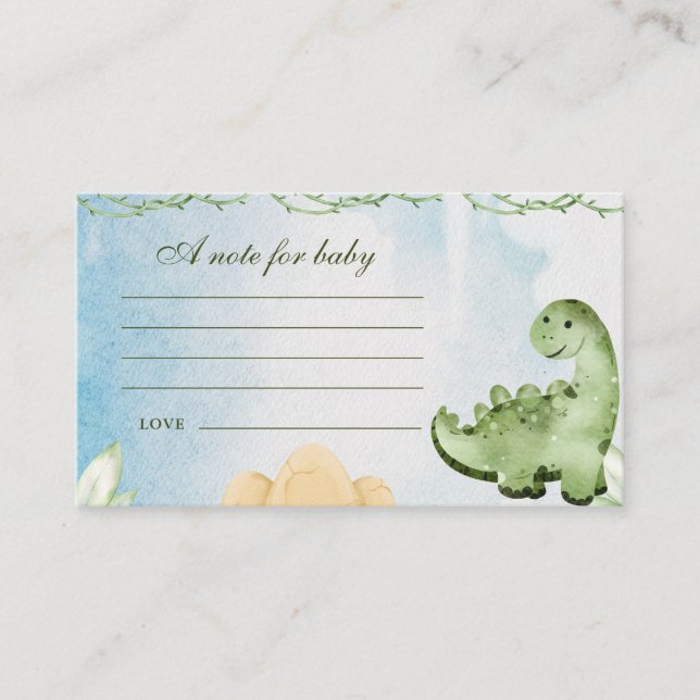 Dinosaur Hatching Soon Baby Shower Note for Baby Enclosure Card (Front)