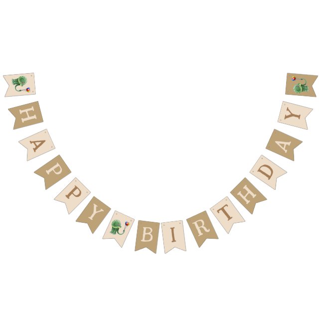 Dinosaur holding Balloons Birthday Bunting (All)