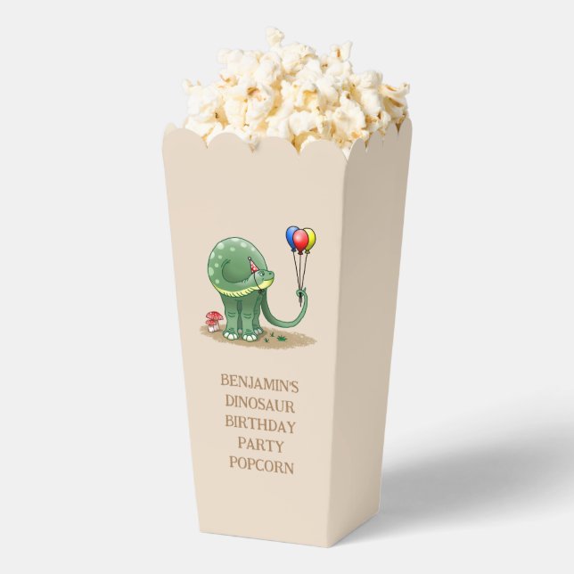 Dinosaur holding Balloons Popcorn Favour Box (Popped)