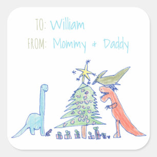 Dinosaur Holiday Christmas Labels