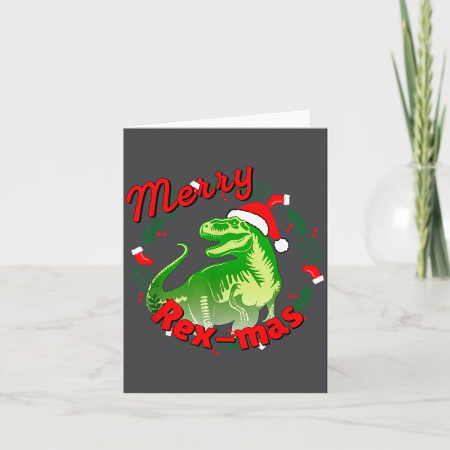 Dinosaur Holiday Merry Christmas Juric Tyrannosaur Card (Front)