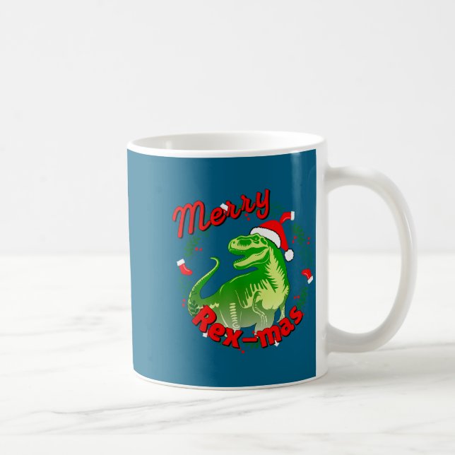 Dinosaur Holiday Merry Christmas Juric Tyrannosaur Coffee Mug (Right)