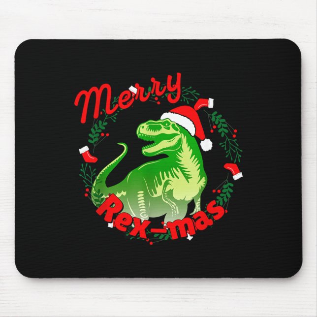 Dinosaur Holiday Merry Christmas Juric Tyrannosaur Mouse Mat (Front)