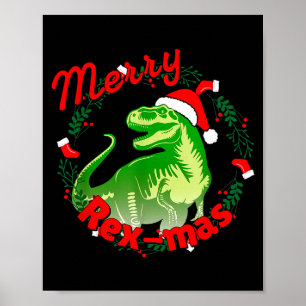 Dinosaur Holiday Merry Christmas Juric Tyrannosaur Poster