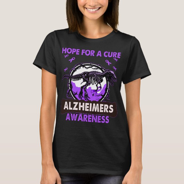 Dinosaur Hope For A Cure ALZHEIMERS Awareness T-Shirt (Front)