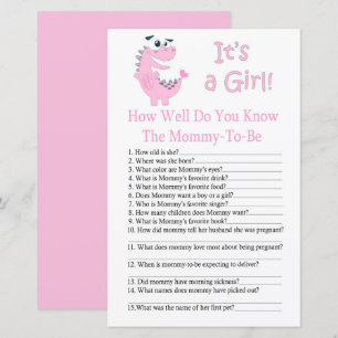 Dinosaur How well do you know baby shower game