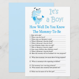 Dinosaur How well do you know baby shower game