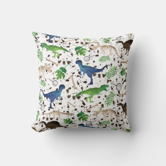 Dinosaur Hunt! Dinosaurs on Safari Boys Kids Cushion (Front)
