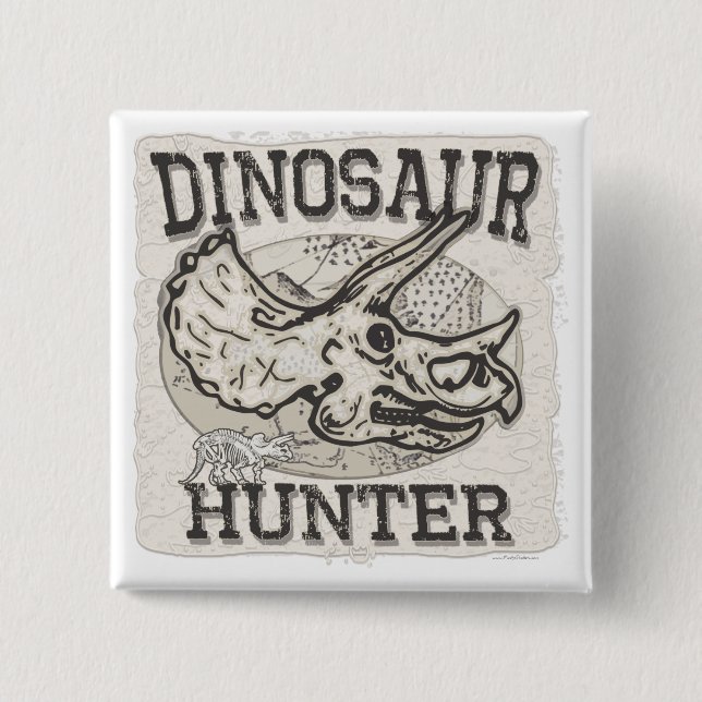 Dinosaur Hunter Design by Mudge Studios 15 Cm Square Badge (Front)