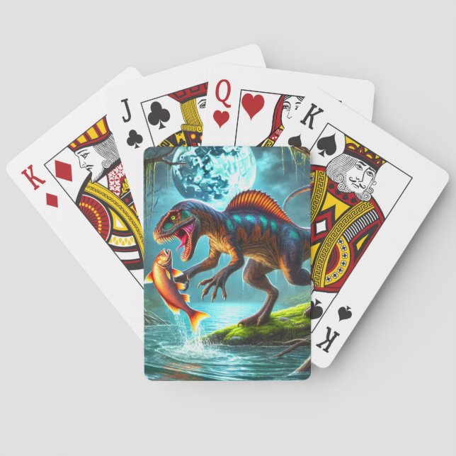 Dinosaur Hunting for Fish Playing Cards (Back)