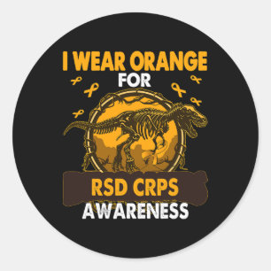 Dinosaur I Wear Orange For Rsd Crps Awareness Classic Round Sticker