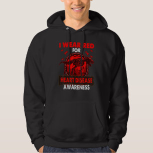 Dinosaur I Wear Red For HEART DISEASE Awareness Hoodie