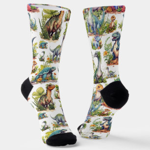 Dinosaur Illustration Socks