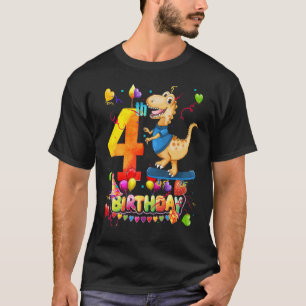 Dinosaur I'm 4 Years Old Girls Birthday Dinosaur P T-Shirt