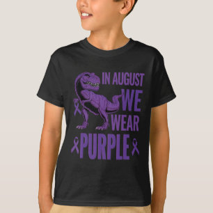 Dinosaur In August We Wear Purple Rainbow Overdose T-Shirt