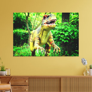 Dinosaur in Forest image printed on Premium Wrappe Canvas Print
