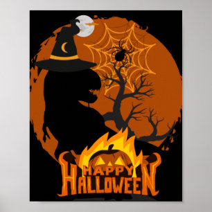 dinosaur in Halloween,spooky,creepy,scary, Poster