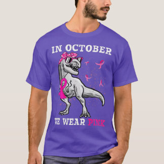Dinosaur in october we wear pink breast cancer awa T-Shirt